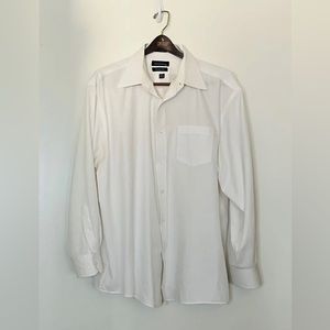 Statements BT Long‎ Sleeved White Ribbed Button Front Shirt XXL